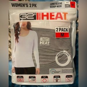 Women’s 2pk long sleeve scoop neck M white/grey